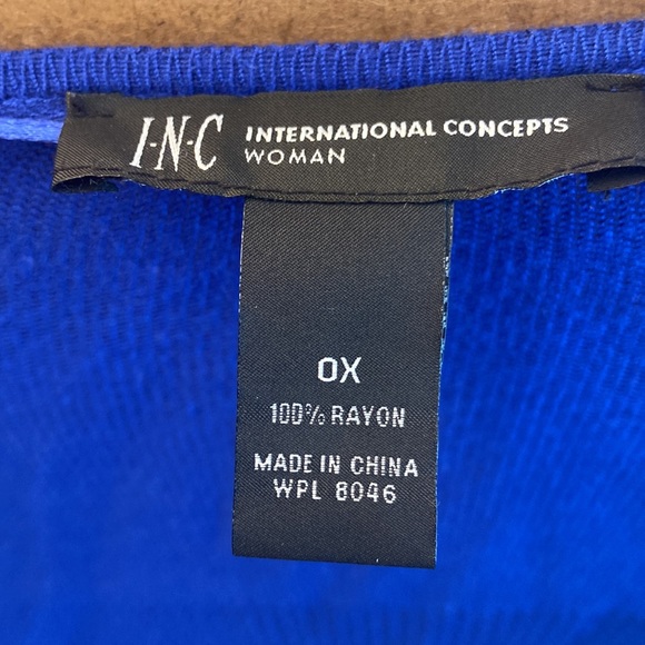 INC International Concepts blue white black open sweater 0X - Picture 3 of 7